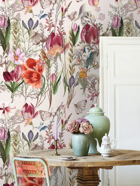 Spring Flowers Pattern Wallpaper Mural
