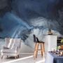 Abstract Dark Blue Brush Wallpaper Mural