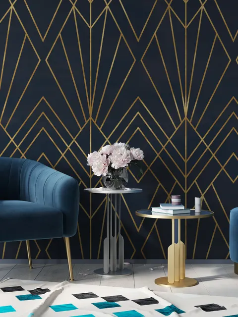 Papier peint panoramique lignes géométriques art déco luxe