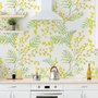 Papier peint panoramique floral aux herbes jaunes