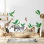 Kinder Aquarell Safari Tiere mit Bananenblättern Wandtattoo