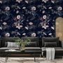 Retro Dark Flowers Wallpaper Mural