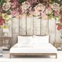Vintage Floral with Wood Wall Wallpaper Mural