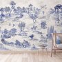 Vintage Monochrome Jouy Style Landscape Wallpaper Mural