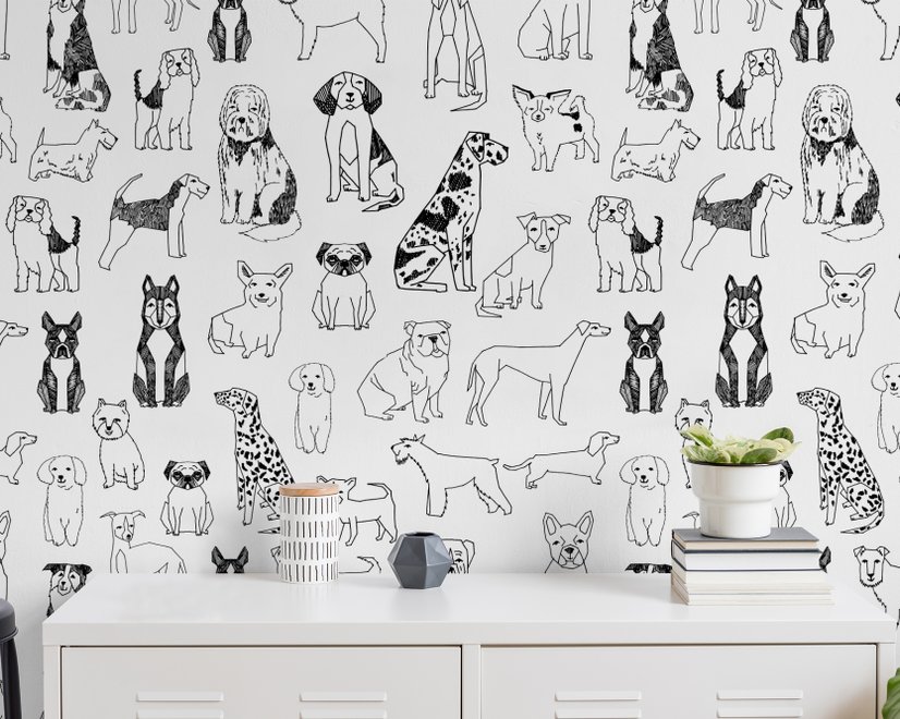 Papier peint dessin animé mignons chien pour enfants