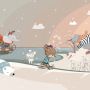 Kinderzimmer Schneelandschaft mit niedlichen Cartoon-Tieren Fototapete