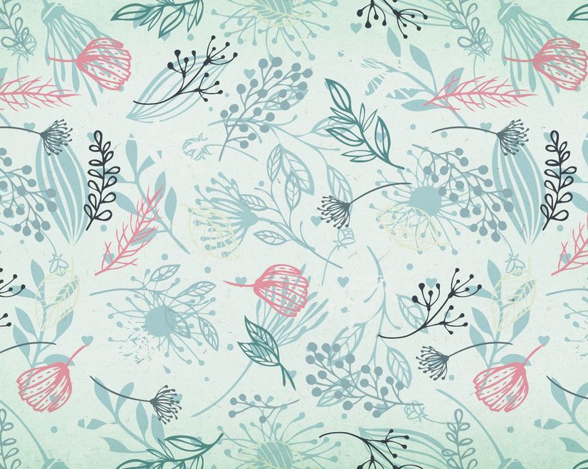 Drawing Leaves Wallpaper Mural