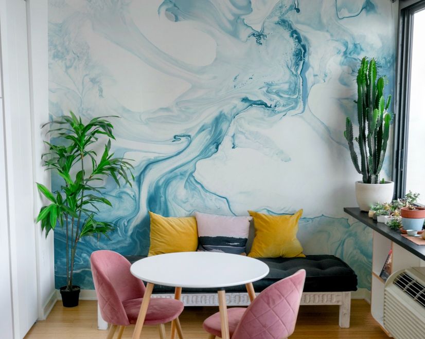 Fototapete Marmor Stil Blaue Pinsel Kunst