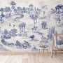 Papier peint panoramique vintage monochrome de style Jouy