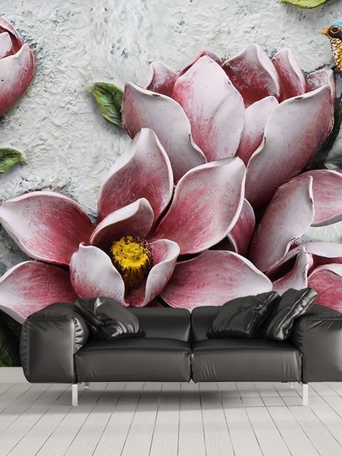 Papier peint panoramique fleur de lys effet relief 3D