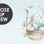 Cartoon Winterscape and Squirrels with Hot Air Balloons Wallpaper Mural
