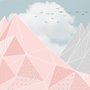 Papier peint panoramique montagne rose-gris