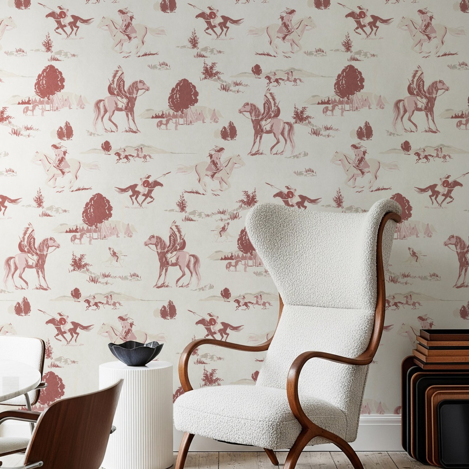 Retro Western Cowboys Wallpaper Mural - Peel and Stick