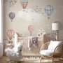 Kinderzimmer Fototapete Cartoon Winter und Kleiner Heißluftballon