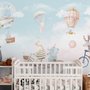 Aquarell Glückliche Tiere am Himmel für Kinder Fototapete