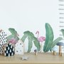 Kinder Pink Flamingo und Grüne Bananenblätter Wandtattoo