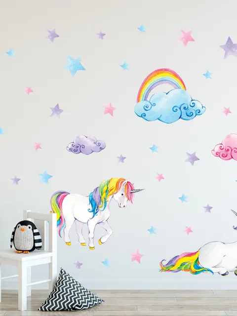 Cute Unicorn with Rainbow Wall Decal Sticker
