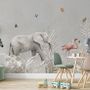 Papier peint animaux tropicaux feuilles enfants