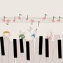 Papier peint panoramique piano avec lapins cartoon