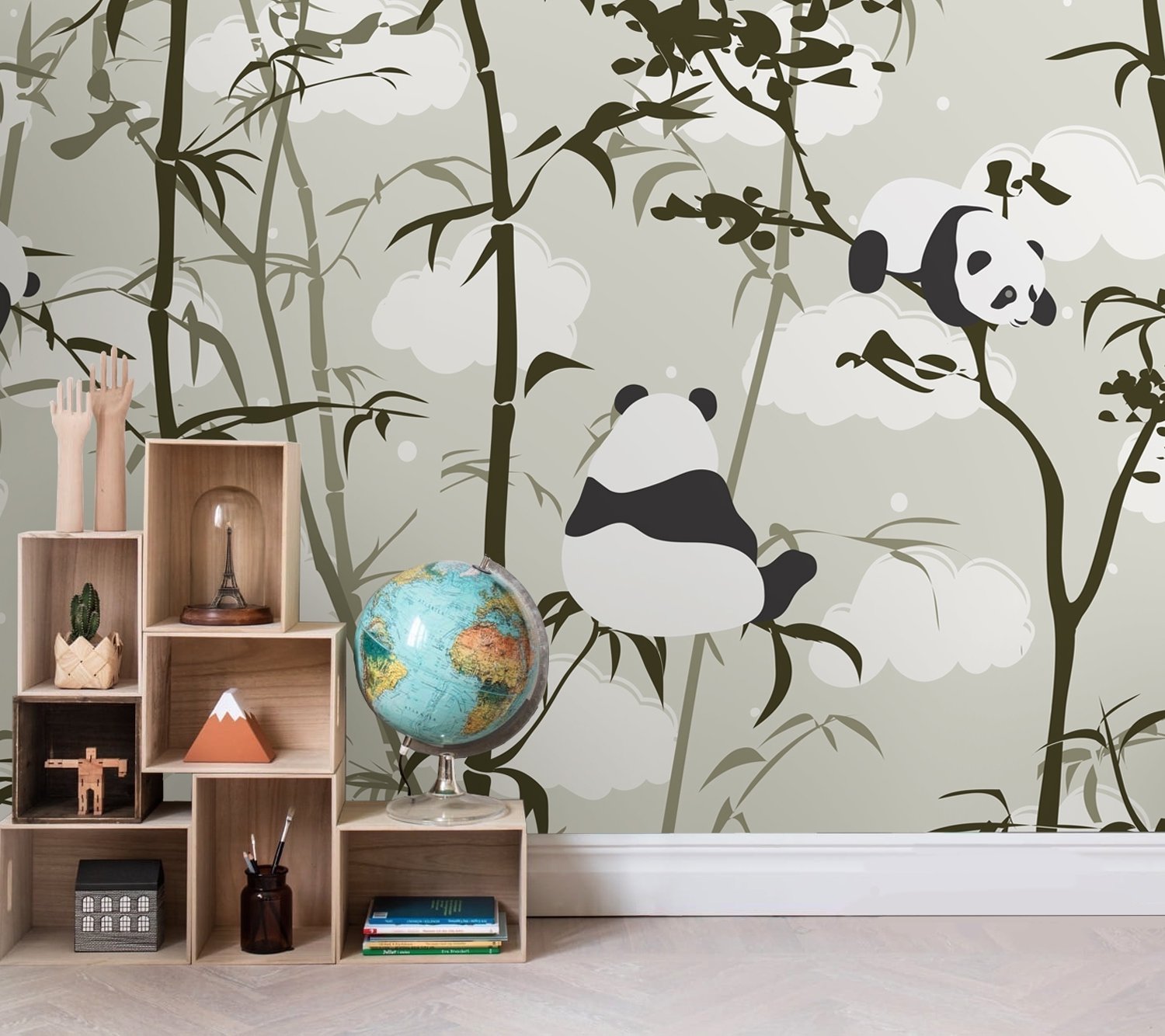 Cute Panda with Bamboo Tree Wallpaper Mural - Peel and Stick