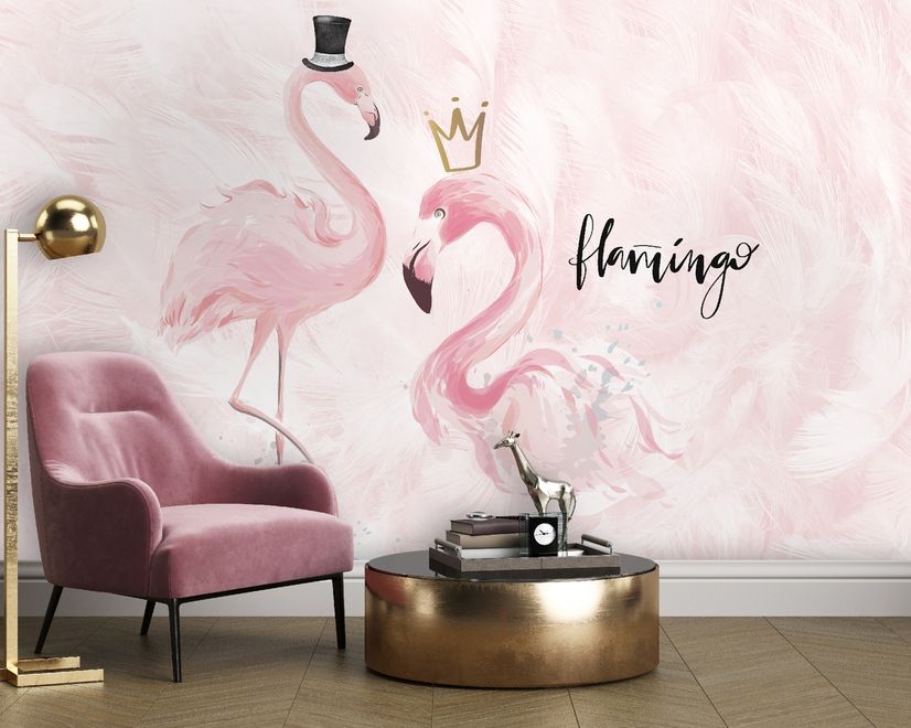 Powder Pink Flamingo Wallpaper Mural