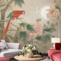 Nostalgic Peony Blossom and Parrot Wallpaper Mural