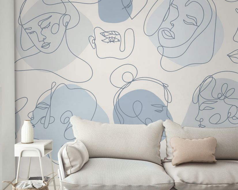 Colorful Abstract Faces Wallpaper Mural