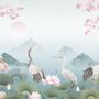 Watercolor Drawing Lotus Floral Art Wallpaper Mural