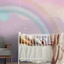 Kids Nursery Rainbow with Colorful Mountains and Shiny Stars Wallpaper Mural