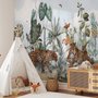 Papier peint forêt aquarelle léopard animaux sauvages enfants