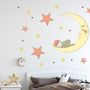 Nursery Smiling Moon with Orange and Yellow Stars Wall Decal Sticker