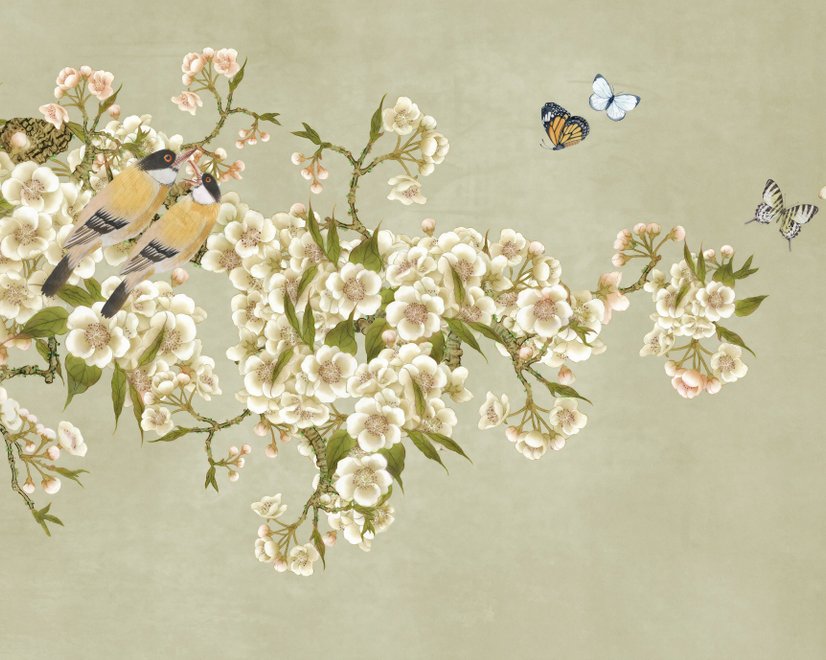 Cream Begonia Blossom Floral Art Wallpaper Mural