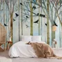 Vintage Abstract Forest and Black Bird Wallpaper Mural