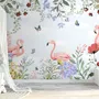 Flamingo with Colorful Floral Wallpaper Mural