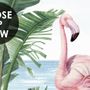 Tropical Landscape with Flamingos Wallpaper Mural