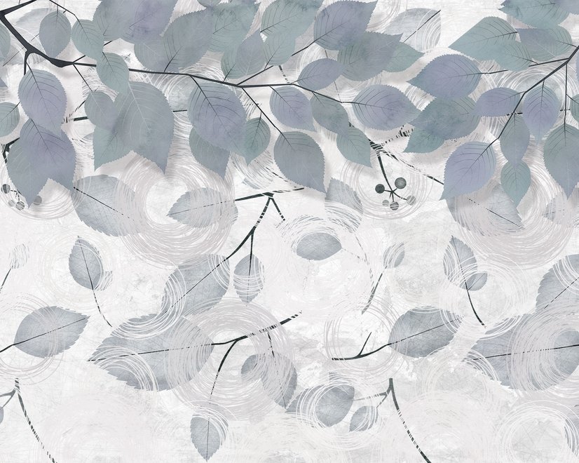 Nordic Tree Branch Leaves Wallpaper Mural