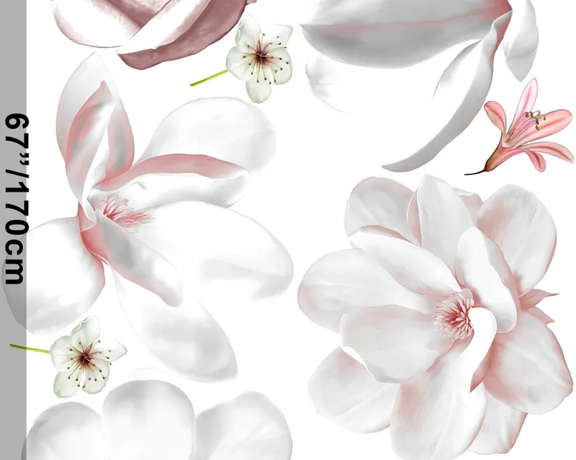 3D Floral White Daisy Lily Orchid Flower Bouqets Wall Decal Sticker