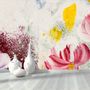 Pink Red Acyrlic Floral Bouqet Wallpaper Mural