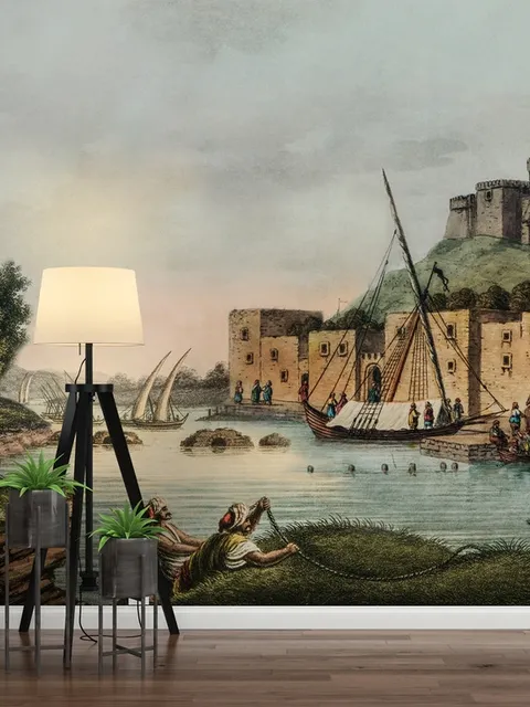 Historical City Wall on Seaside Wallpaper Mural