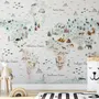 Kids Map with Little Animals Wallpaper Mural