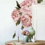 Pink Peony Florals with Green Leaf Wall Decal Sticker