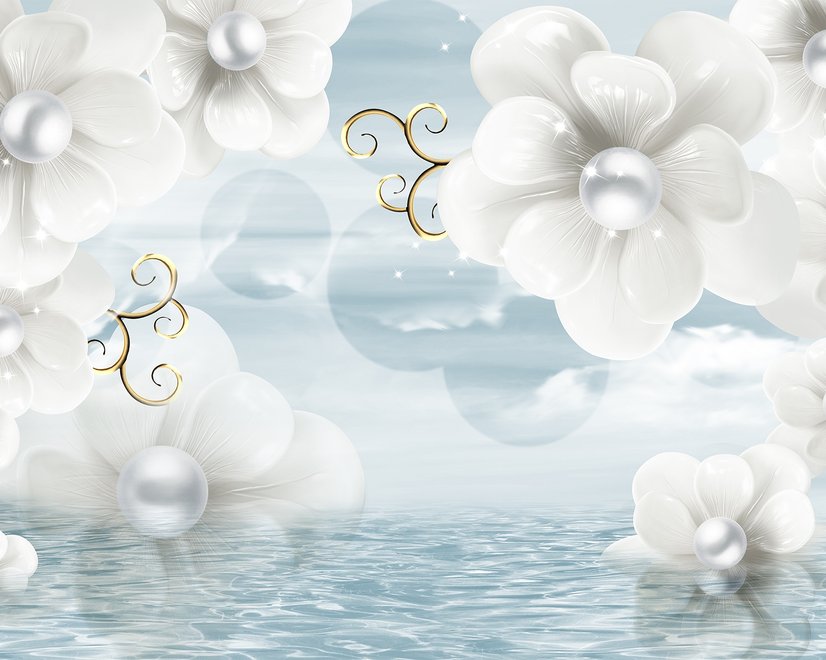 Schmuck Weiß Lux Blumen Fototapete