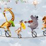 Cartoon Slackline with Animals Wallpaper Mural