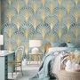 Modern Eau De Nil Art Deco Gold Lines Wallpaper Mural