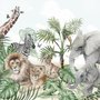 Papier peint animaux tropicaux avec feuilles pour enfants
