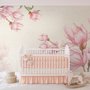 Watercolor Pink Magnolia Blossom Wallpaper Mural