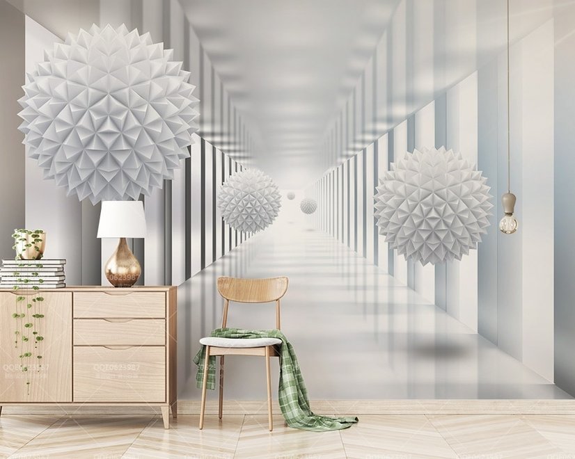 3D Look Abstract Corridor Wallpaper Mural