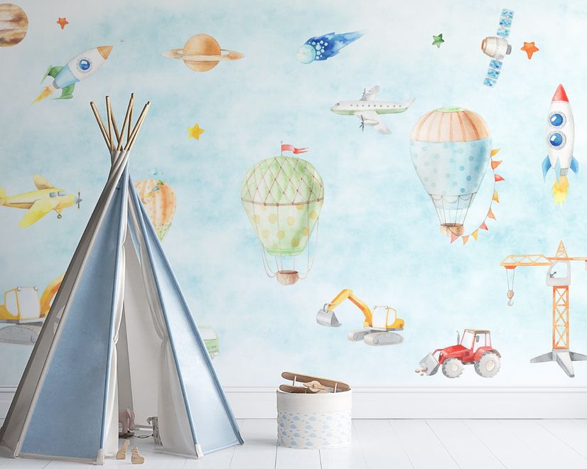 Kids Hot Air Balloons Wallpaper Mural