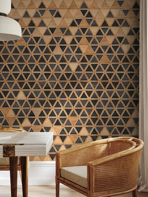 Geometric Triangle Shape Wood Texture Effect Wall Mural 
