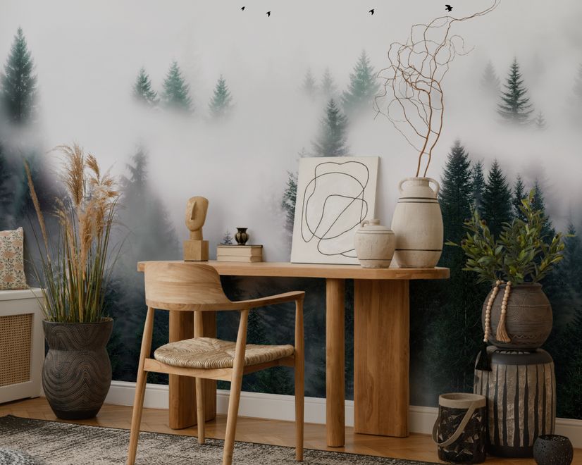 Dark Forest Misty Landscape Wallpaper Mural